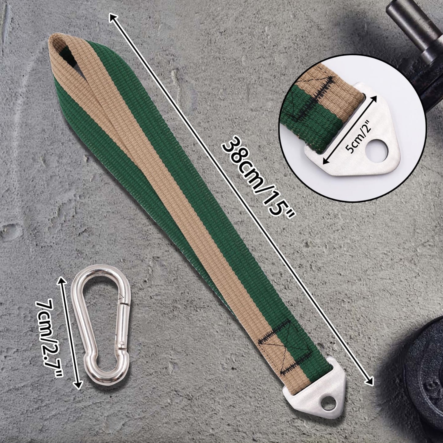 Double-Sewn Thick Arm Wrestling Training Strap with Stainless Steel Triangular Buckle – Durable Arm Wrestling Belt for Free Weights and Cable Machine Training (Green)