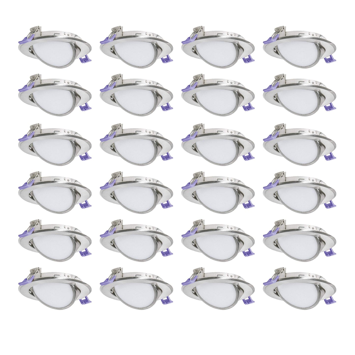 Nadair SL4-550SW-24BN4K 4" Ic Rated Dimmable Gimbal Ultra Recessed Junction Box, 9W, 550 Lumens, 4000K Cool White, Brushed Nickel Finish LED slim Swivel panel light, 6 Count (Pack Of 4)