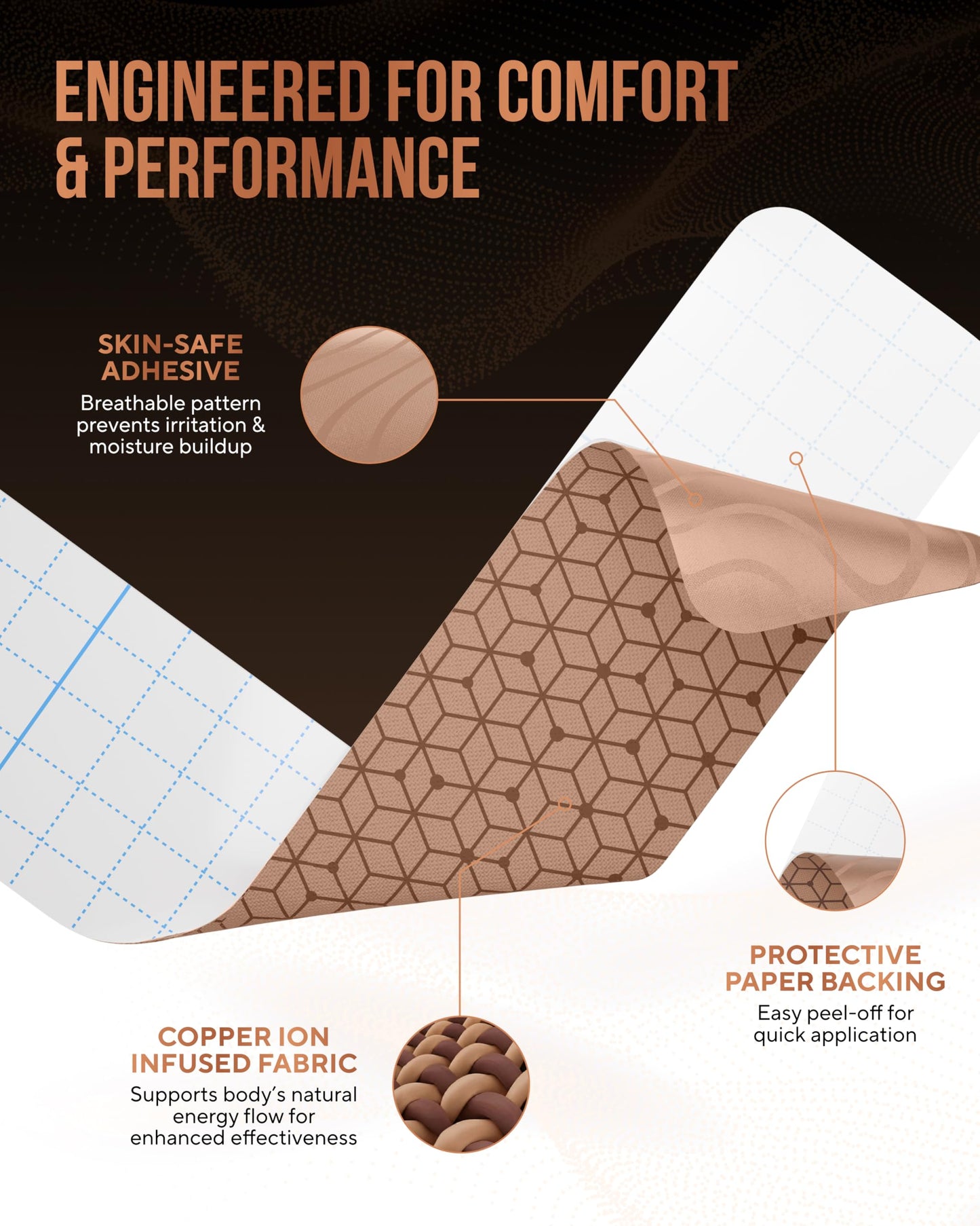 TheraCopper Copper Infused Kinesiology Tape – 2 Rolls (40 Precut Strips) – Advanced Waterproof Kinesiology Tape for Shoulder, Elbow, Bowling Wrist, Weightlifting, Muscle Strain & Joint Support (Tan)