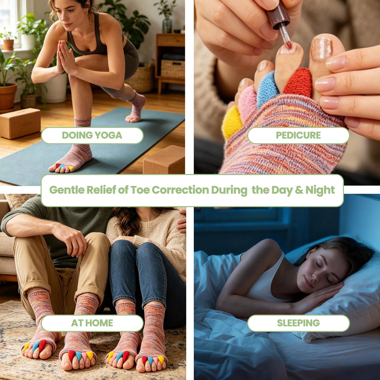 GEHENG Toe Separator Socks for Yoga Women Men, Bunion Corrector Spacers Straightener Socks for Pain Relief & Circulation Improvement, Toe Cushions Spreaders for Feet Alignment