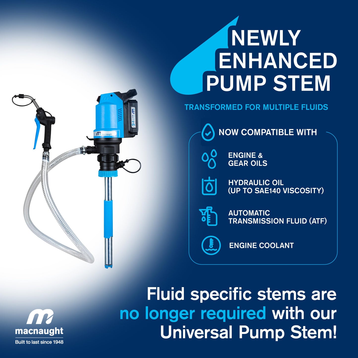 Macnaught BOP20 Battery Powered 5 Gallon Bucket Oil Transfer Pump kit. Everything Needed to Pump Oil, ATF or Coolants.