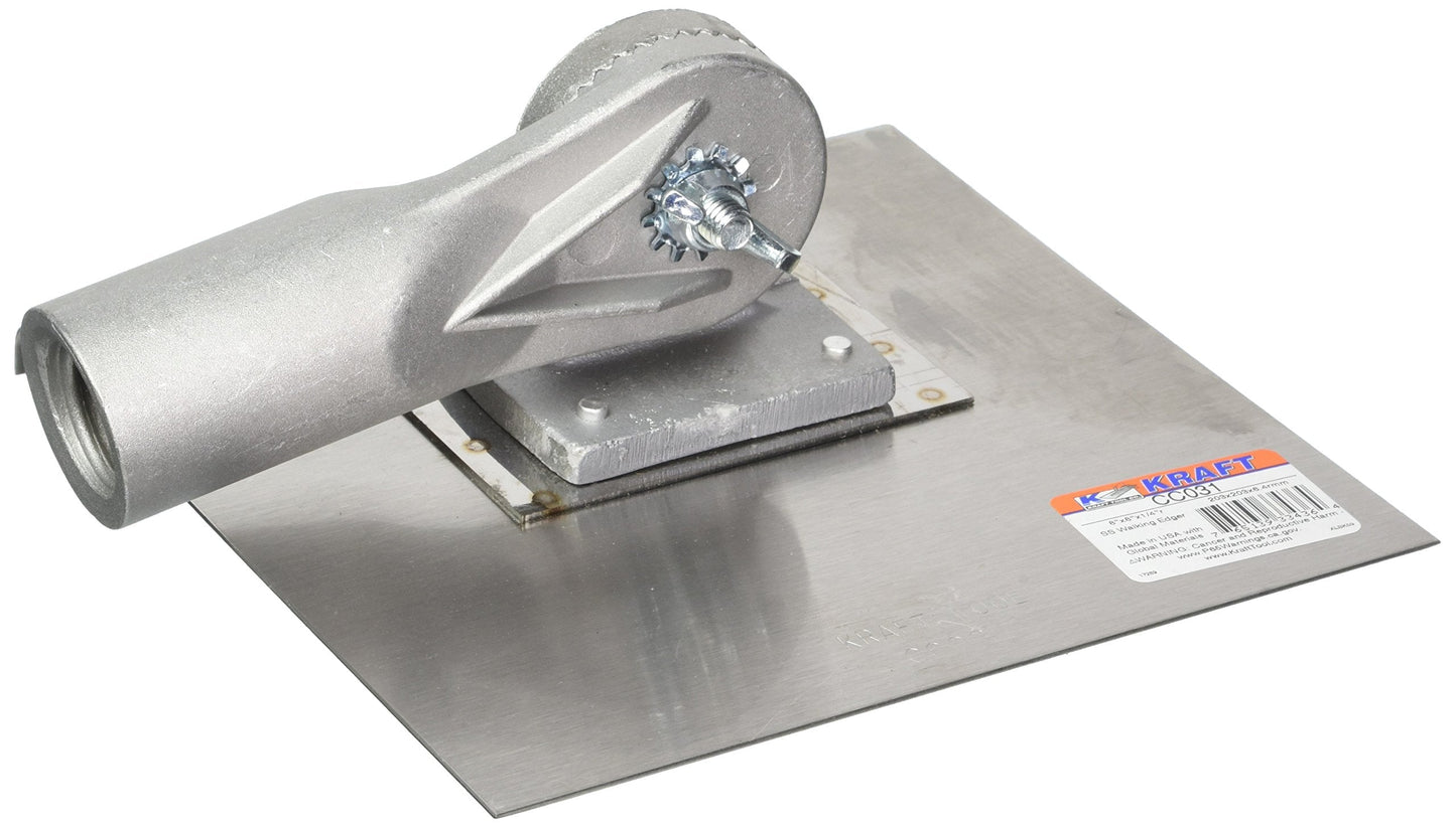 Kraft Tools CC031 8"x8" Stainless Steel Walking Seamer/Edger 1/4"R w/Threaded Handle Socket