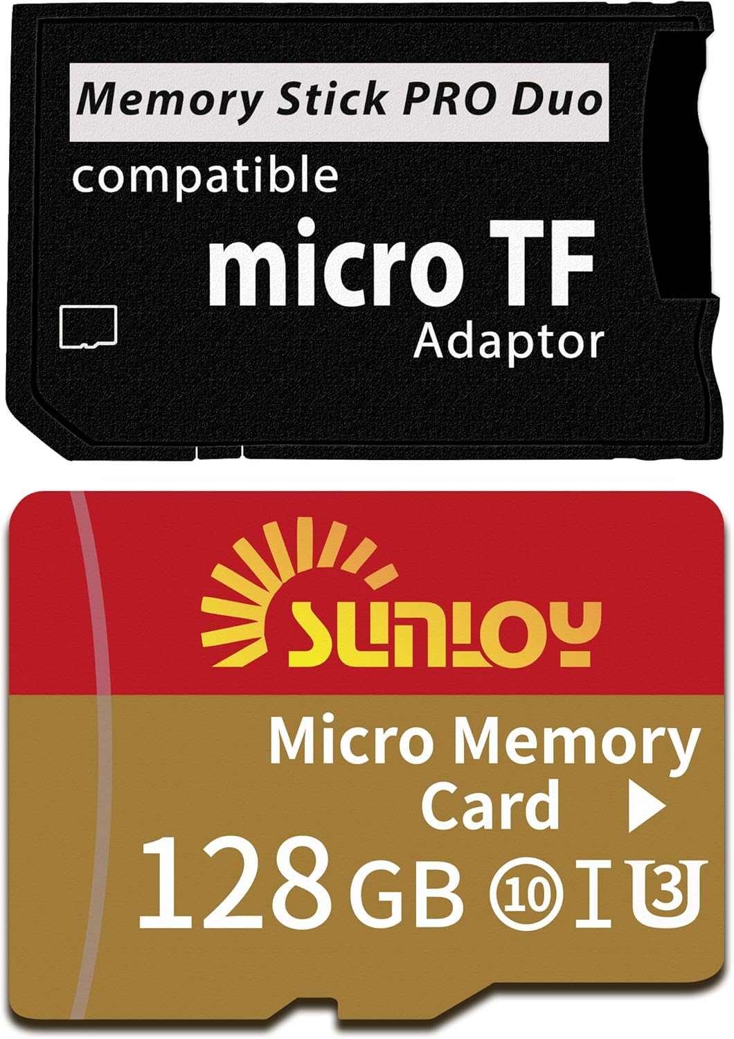 Sunloy 128GB 1000/2000/3000 PSP Memory Stick Adapter with Micro SD Card, Micro SD/SDHC/SDXC to Memory Stick PRO Duo