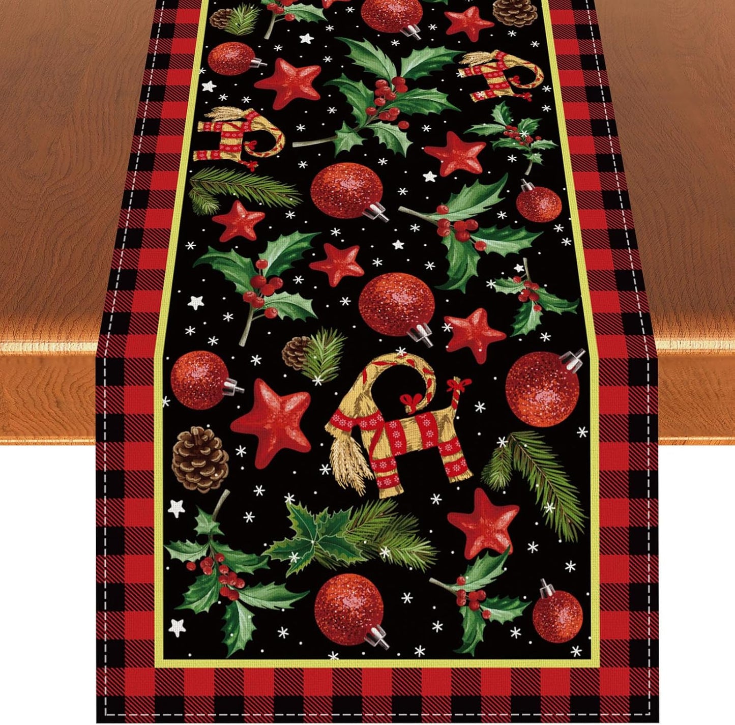 Yule Table Runner by Scandinavian Designs - Festive Pagan Christmas Decor | 13x72'' Mistletoe Design