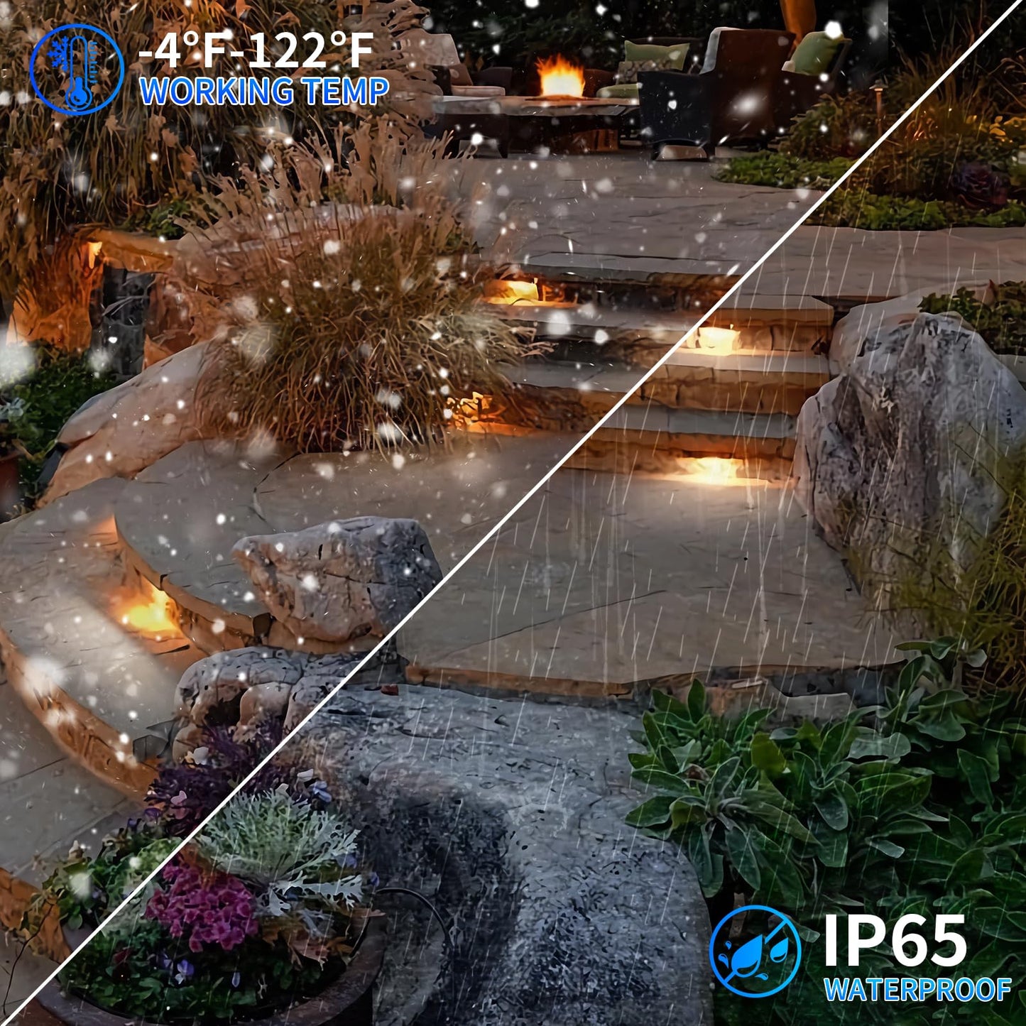 Kwinmyso 4-Packs 5W 12 Inch LED Hardscape Paver Lighting,12V AC/DC Low Voltage Retaining Wall Lights,LED Landscape Lighting,2700K Soft White Outdoor Step Light,50,000 Hours Lifespan-Black