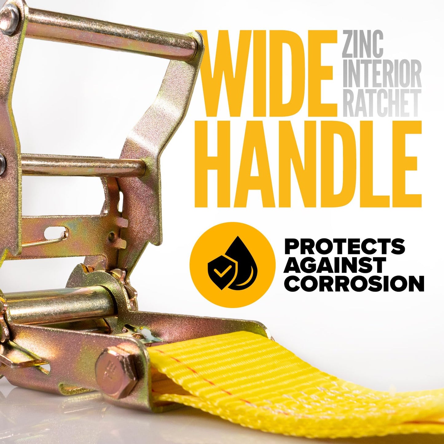 US Cargo Control E Track Straps 2" x 12' (8-Pack), 4,400 LBS Break Strength, Yellow Heavy Duty E Track Ratchet Straps with 4' Fixed End and Spring E-Fittings, Logistic Tiedowns for Box Trucks, Vans