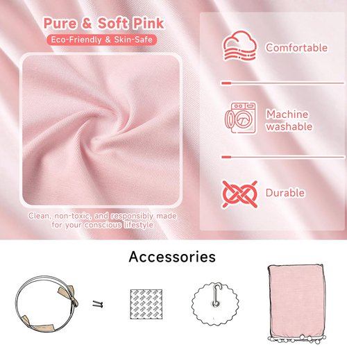LOAOL Bed Canopy with Pom Pom for Kids Crib Baby Girl Netting Cover Canopy Crib Curtain Reading Nook Hanging Tent Nursery Play Game Castle Room Decoration (Pink)