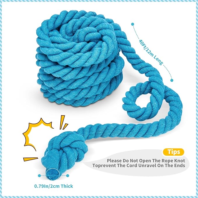 Tug of War Rope for Kids and Adults,Outdoor Field Day Family Reunion Birthday Party, Summer Outside Yard Backyard Lawn, Camping Picnic Carnival Games,Team Building (Blue, 40FT)