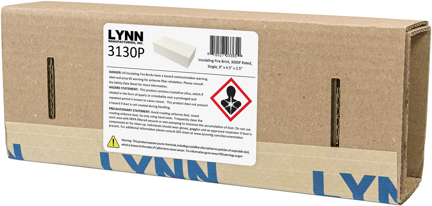 Insulating Fire Brick, 3000F Rated, Single, 9" x 4.5" x 2.5", 3130P