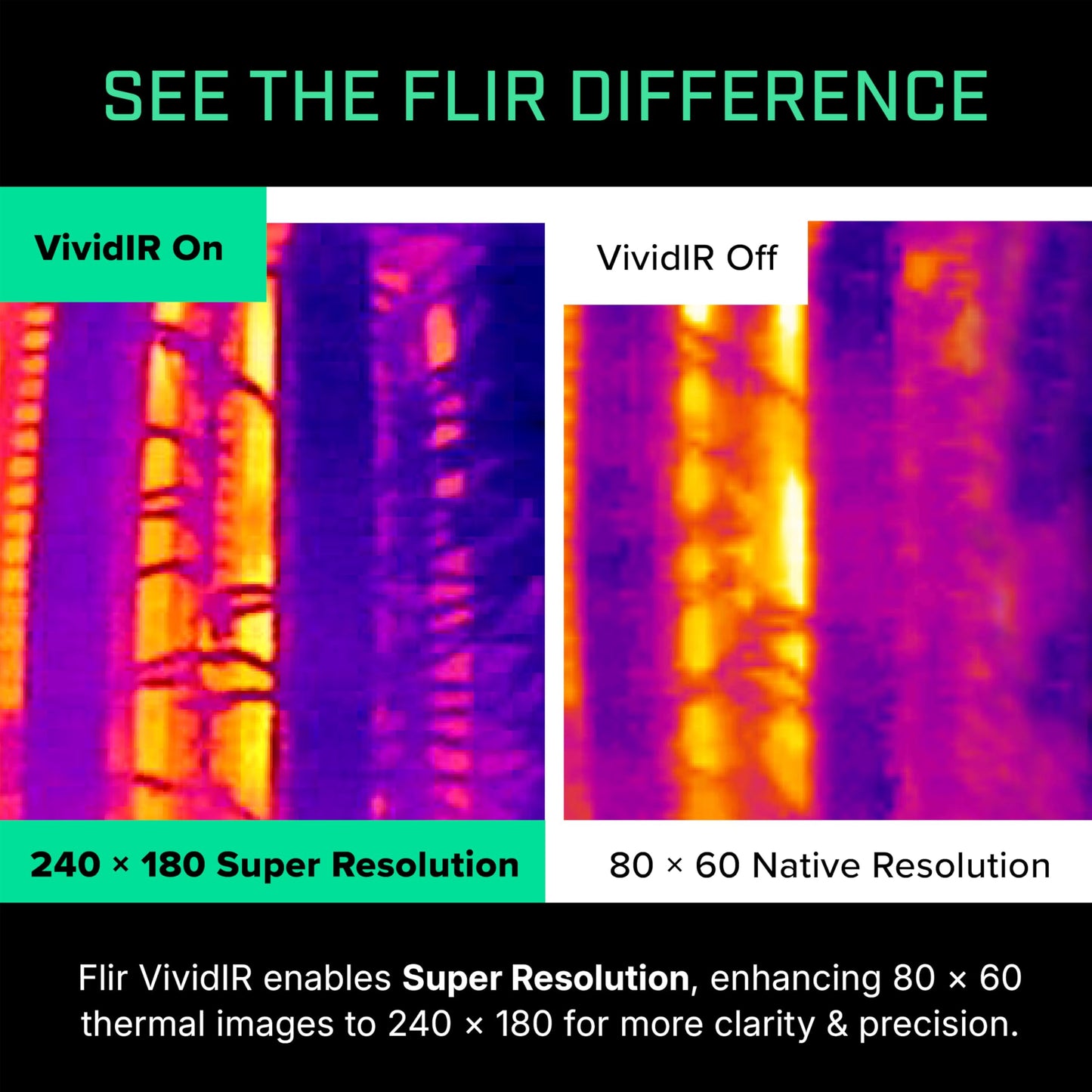 Flir One - Thermal Imaging Camera for iOS Smartphones (iPhone 15 and Newer w/USB-C), 240x180 Super Resolution (80x60 Native IR)
