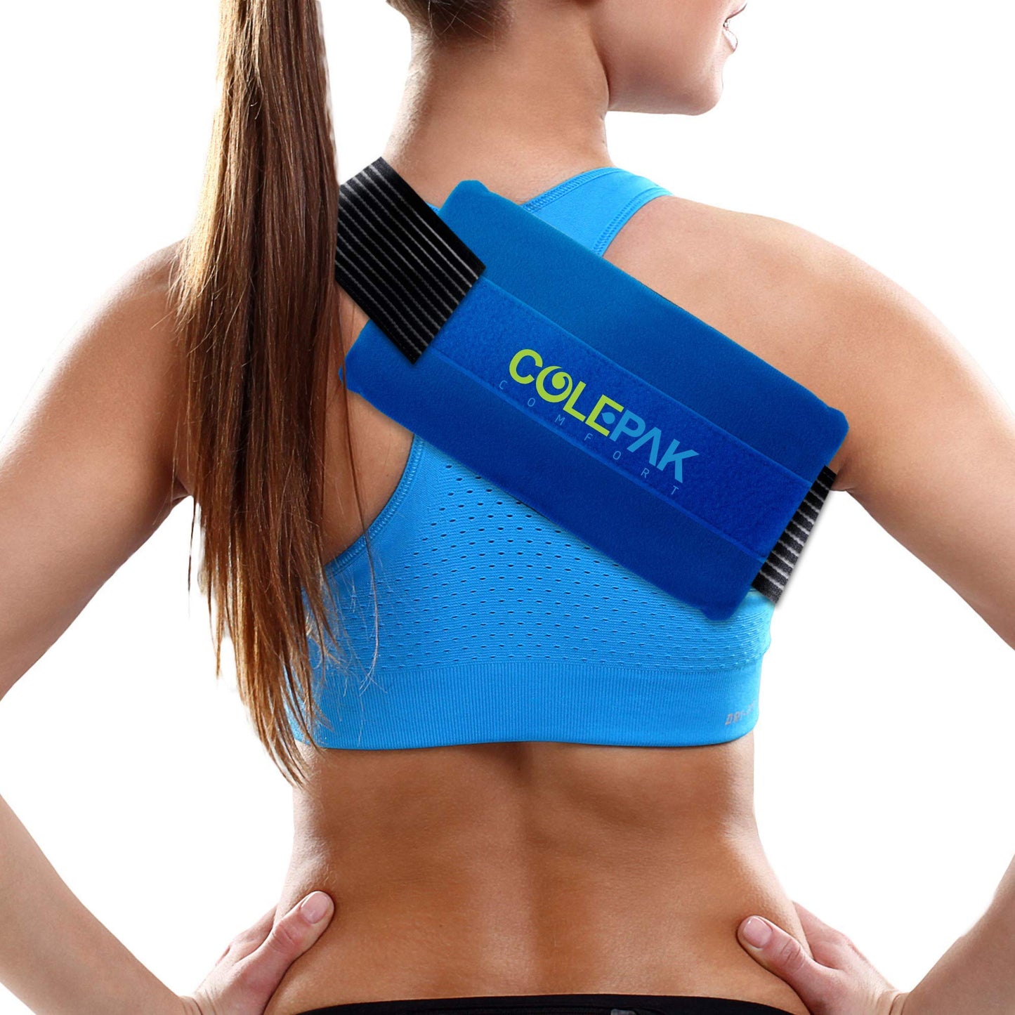 ColePak Comfort Ice Pack Sleeve - 5.5" x 9.5" Pouch Holder with Wide Elastic Strap (Ice Pack Not Included) Blue