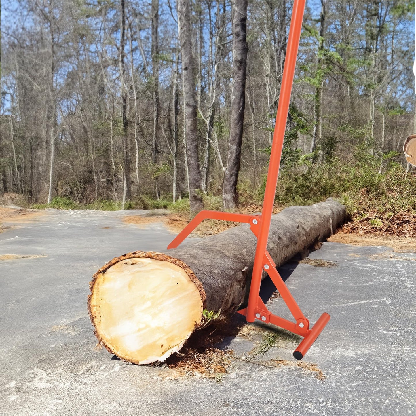 VEVOR 48" Timberjack Log Lifter, Adjustable Heavy Duty Log Roller Cant Hook, Log Jack with Rubber Grip & Triangular Support, Log Cant Hook Logging Tools for Rolling and Lifting Logs up to 25" Dia