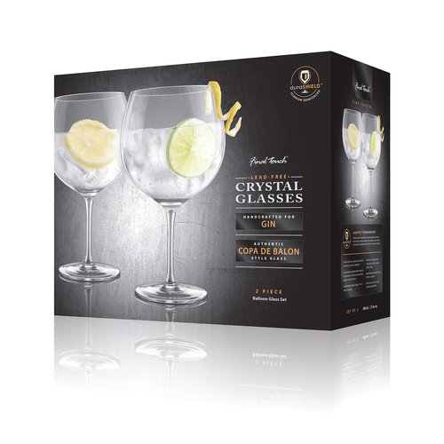 Final Touch Lead-Free Crystal Copa de Balon Gin Glass - 13.5 oz Gin & Tonic Cocktail | Titanium Reinforced, Handmade, Dishwasher Safe (LFG2222)