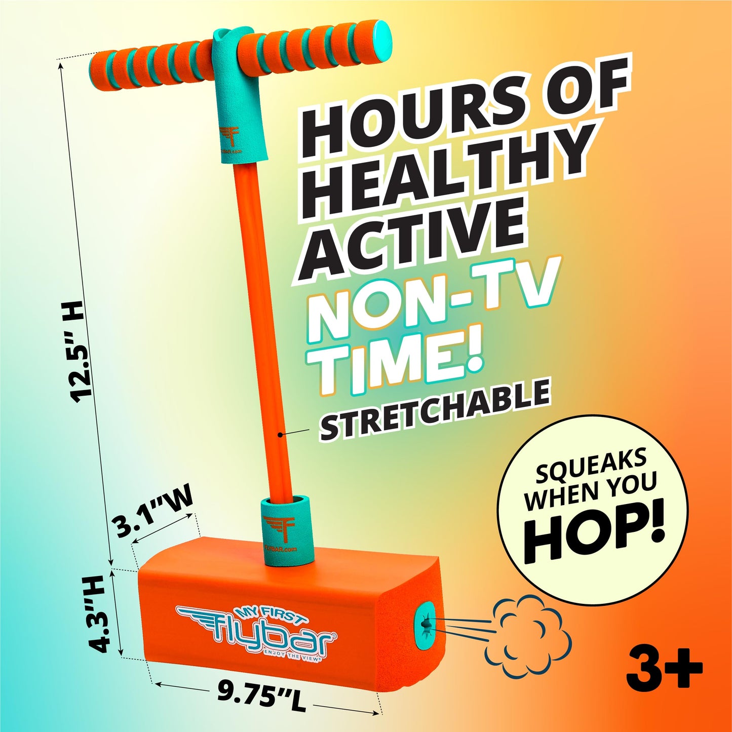 Flybar My First Foam Pogo Jumper for Kids Fun and Safe Pogo Stick for Toddlers, Durable Foam and Bungee Jumper for Ages 3 and up, Supports up to 250lbs (Orange)