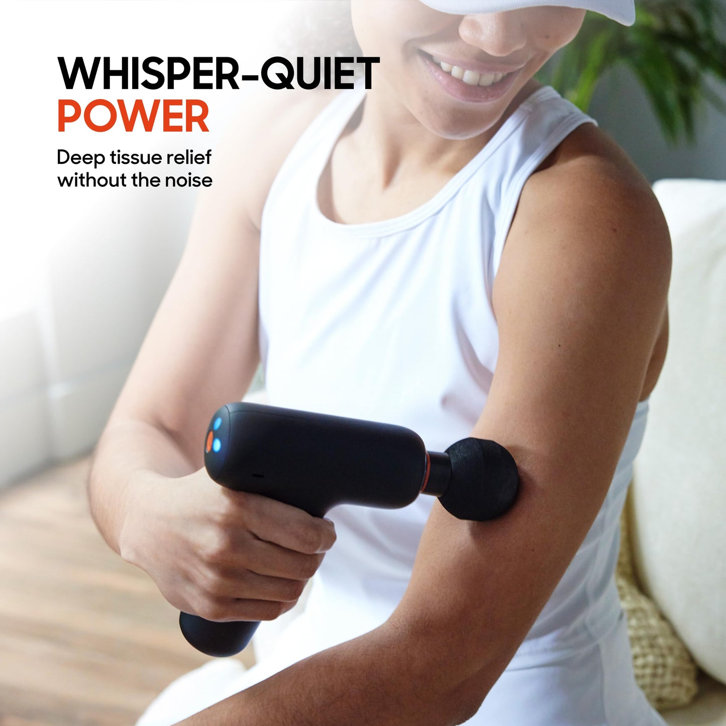 Sharper Image PowerBoost Core Mini Massage Gun [2026 Version] Deep Tissue Percussion Massager with 6 Speeds for Back & Full Body Muscle Pain Relief, Portable with 4 Attachments & Carry Pouch