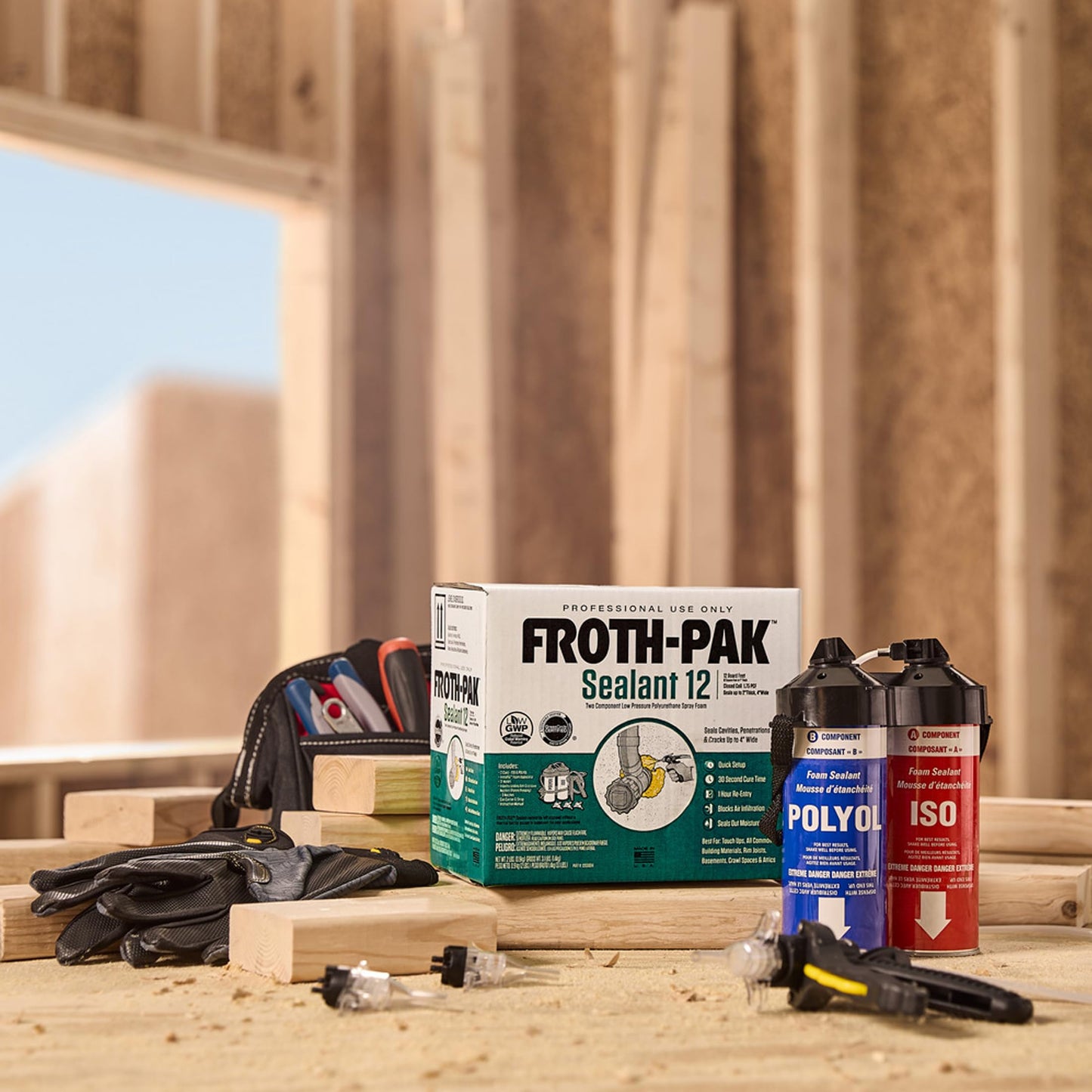 Froth-Pak 12 Spray Foam Sealant Kit, 3ft Hose, 2-Pack. Low GWP Formula. Seals Cavities, Penetrations & Gaps. Yields Up to 12 Board ft. at 2” Thick, 4” Width. Two Component, Polyurethane, Closed Cell