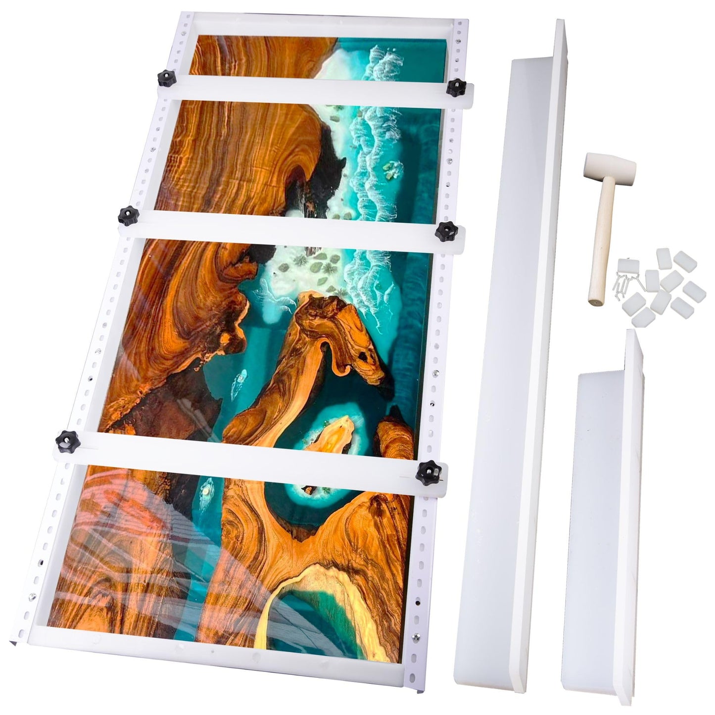 Kalinta Epoxy Mold with Divider Adjustable- 47x19.5x3in No-Seal Resin Plastic Mold Integrated Clamping System - Perfect for Beginners & Experienced Artists - Ideal for Creative Resin Art Projects