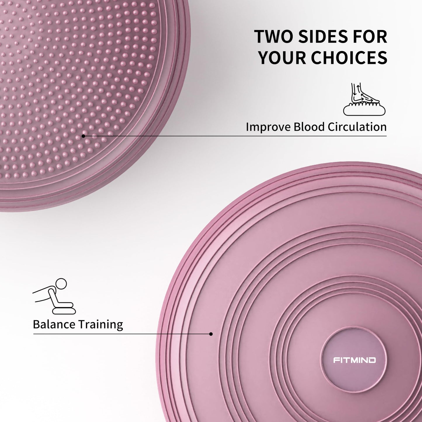 FITMIND Inflated Wobble Cushion,Dyna Disc,Circular Non-slip Texture for Comfortable Sitting,Wiggle Seat to Improve Posture, Fitness, Stability for Sensory Kids Adults,Balance Seat with Pump for Core Strength