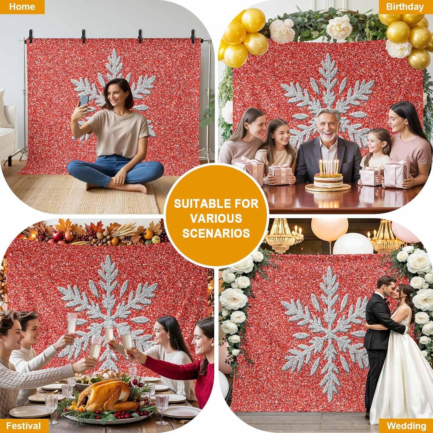 Generic 8 6 Modern Themed Photo Backdrop for Photoshoot, x FT Winter Watercolor Sparkling Snowflake Pattern Photo Props