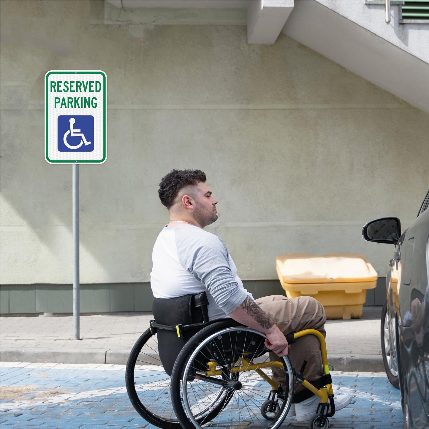 OLANZU Handicap Parking Sign - Pack of 12 Handicap sign - 12" x 18" Engineer Grade - Handicapped Parking Sign - 0.06 Inch Aluminum - UV Protected & Weather Resistant
