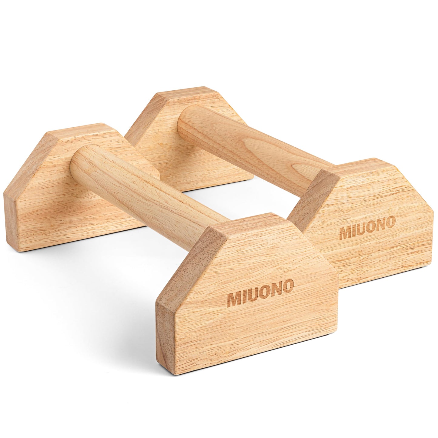 MIUONO Parallettes Push Up Bar, Oak Wood Calisthenics Equipment for Home Gym with Non-Slip Base, Handstand Trainer Push Up Handles for Floor Dip Workout and Strength Training