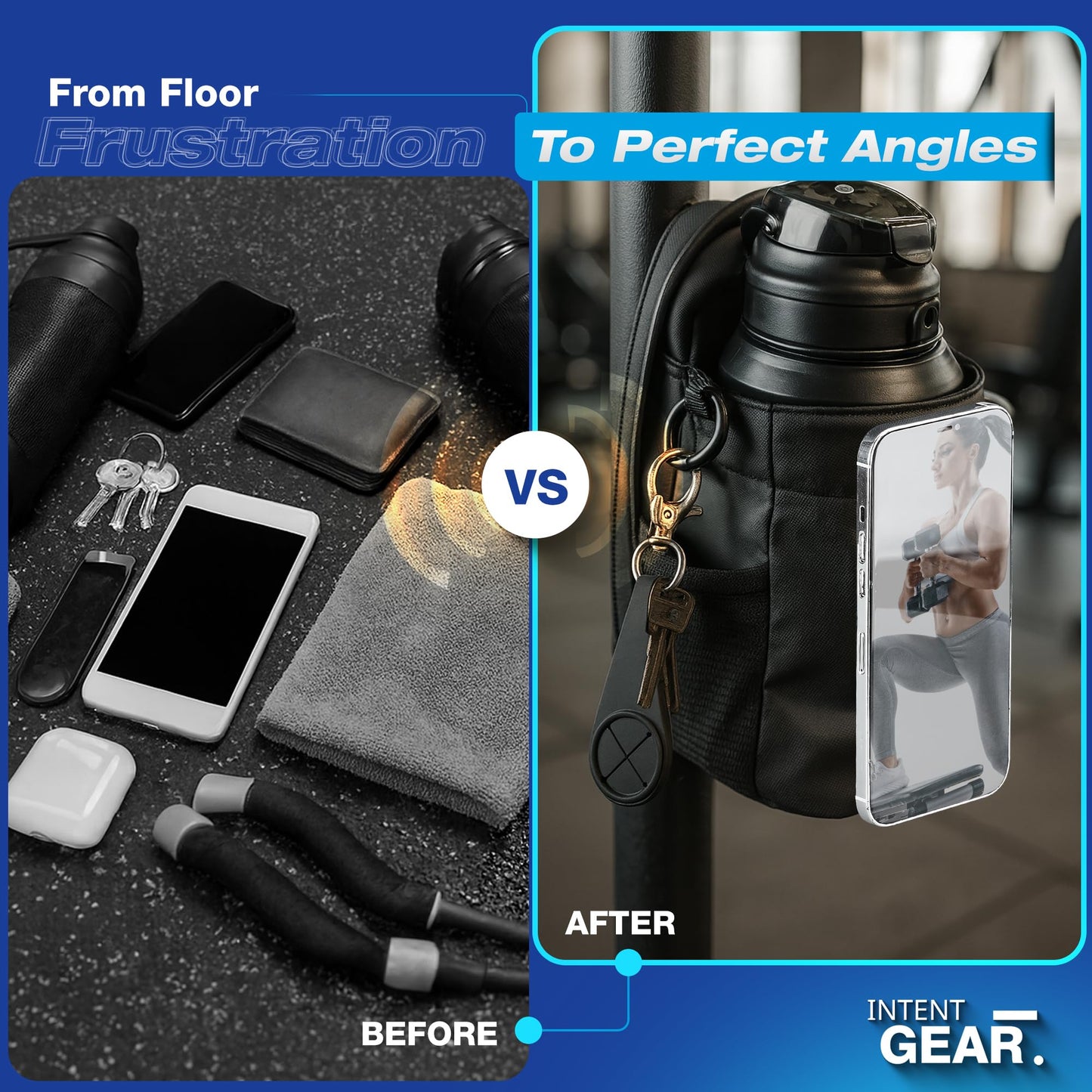 Magnetic Gym Bag with Magnetic Phone Holder for Sports Lovers - Strong Magnet Attaches to Exercise Equipment - Holds Water Bottle, Smartphone & Gear - Gym Must Haves for Influencer Videos