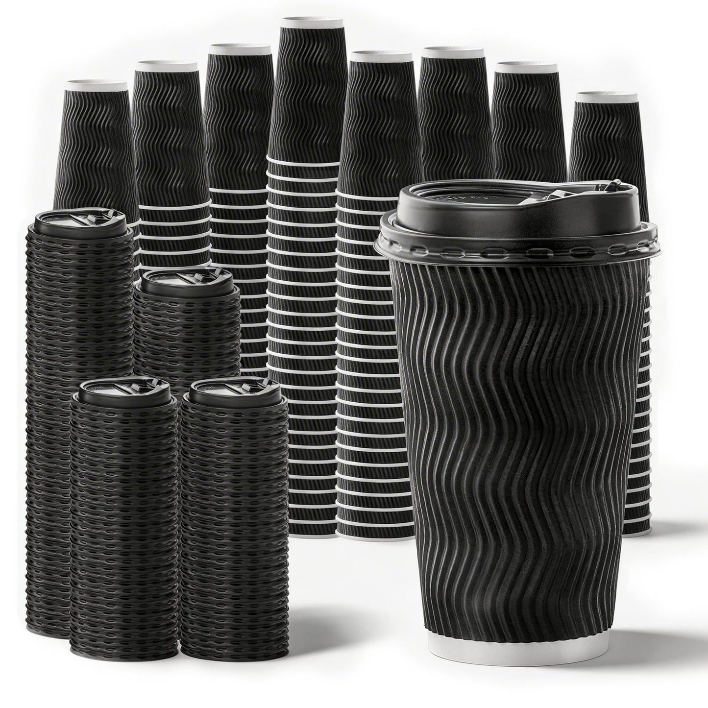 NUPANT 12-Cup Coffee Maker 1.8L Commercial Drip Coffee Maker + 200-Pack 16oz Insulated Paper Cups with Lids | Complete Pour Over Coffee Serving Bundle for Coffee Bar, Restaurant & Catering
