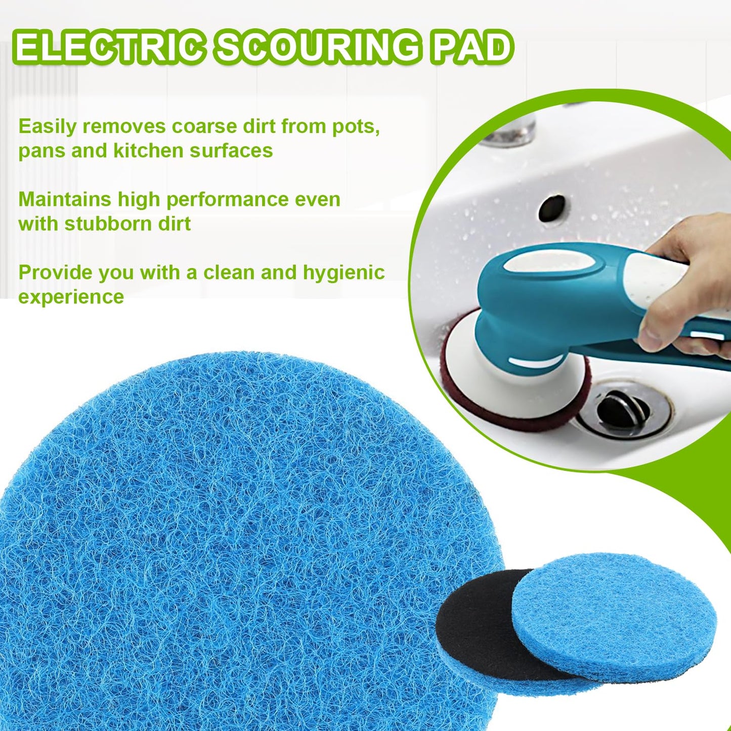 EPLZON 16pcs Microfibre Pads Power Scrubber Pads Set Electric Scrubber Replacement Scouring Pads fit for Dremel Versa Scouring Pads,Blue