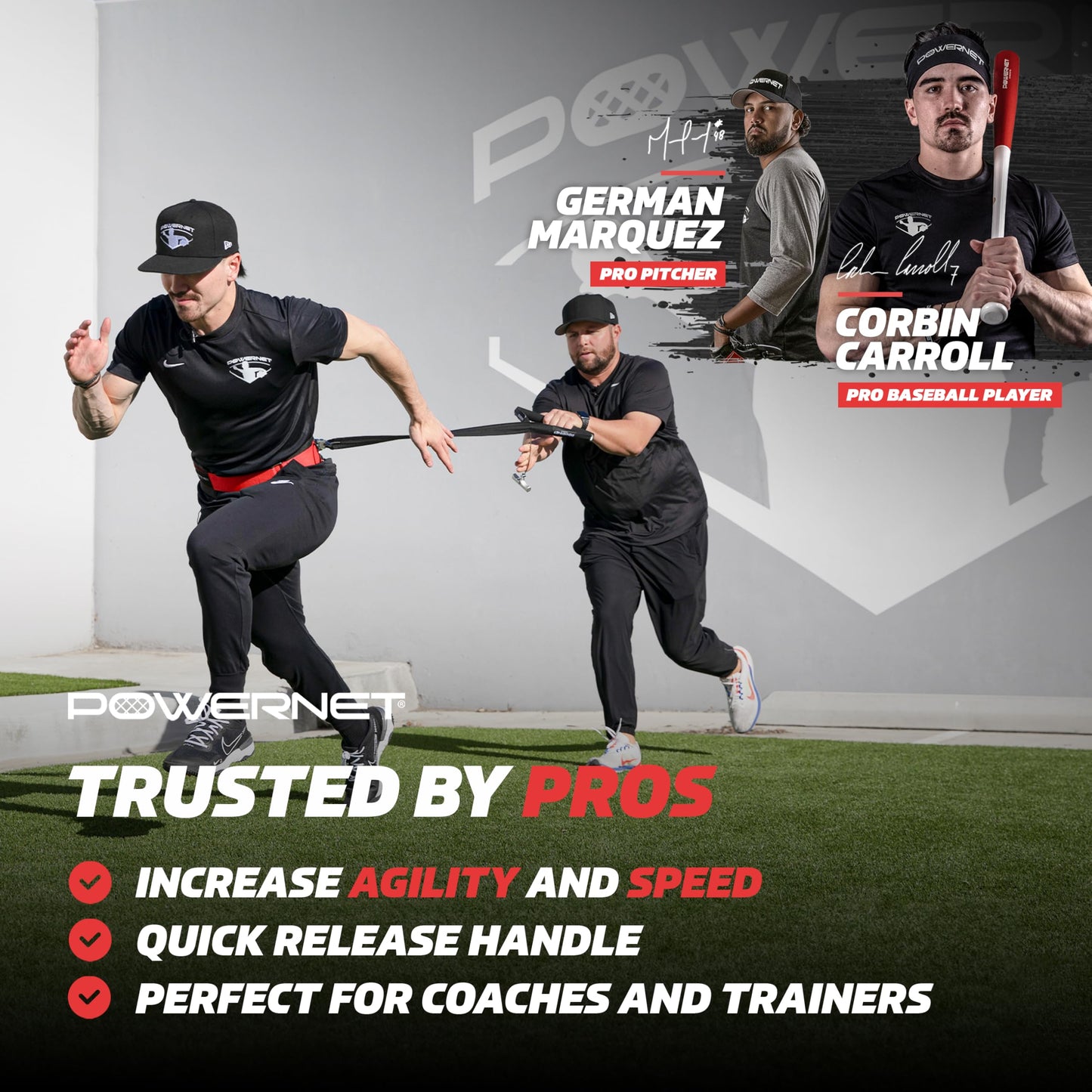 PowerNet Tension Trainer for Speed & Agility, Resistance Band Running Belt with Quick Release Handle, Speed Strength Training Equipment, Resistance Training for Basketball, Football, Baseball, Soccer