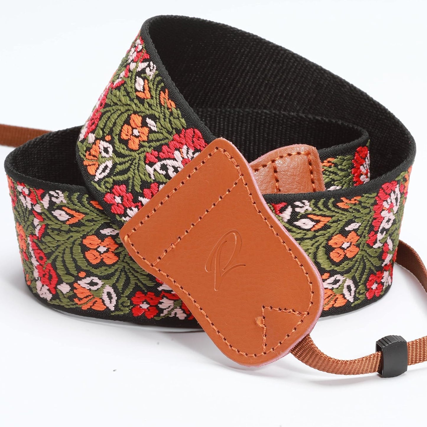 Ends,2" Padwa Lifestyle Green Flower Camera Strap for All DSLR Cameras,Double Layer Cowhide Wide Pure Cotton