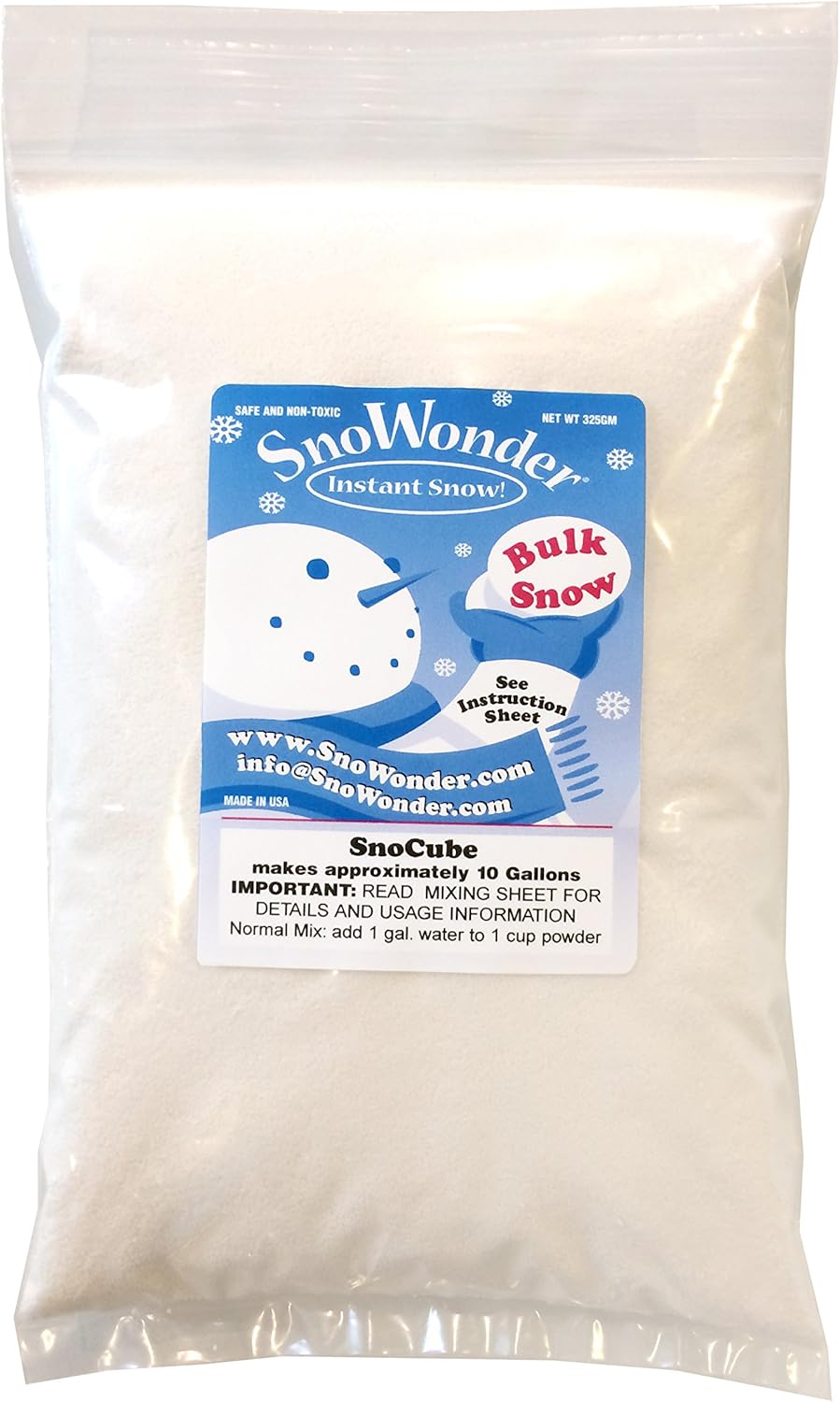 SnoWonder Instant Snow - Realistic Artificial Snow for Cloud Slime | 180 Gallons