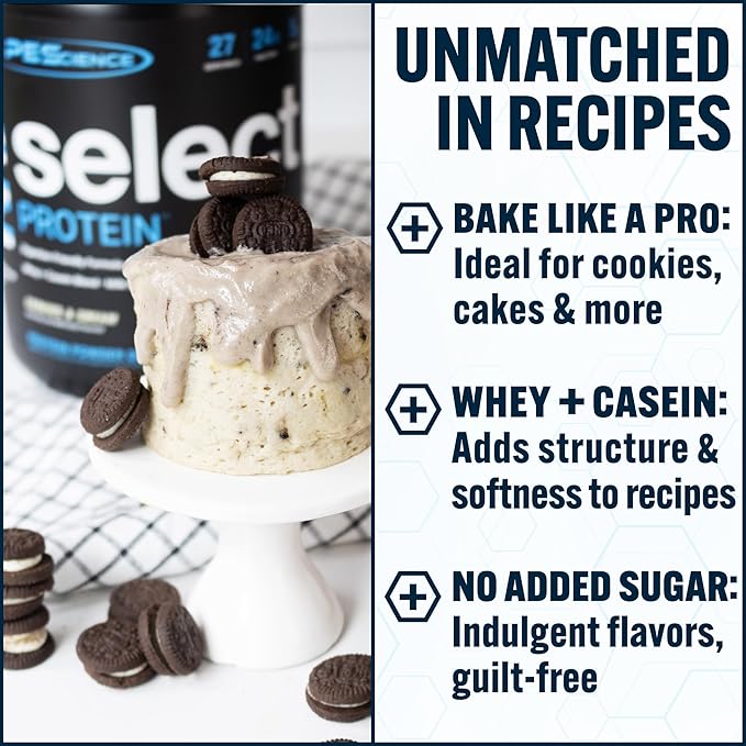 PEScience Select Protein Powder, Whey and Casein Blend, Clean Protein Powder for Women and Men, Low Calorie, Low Carb, Keto Friendly, Gluten Free - Cookies and Cream - 27 Servings