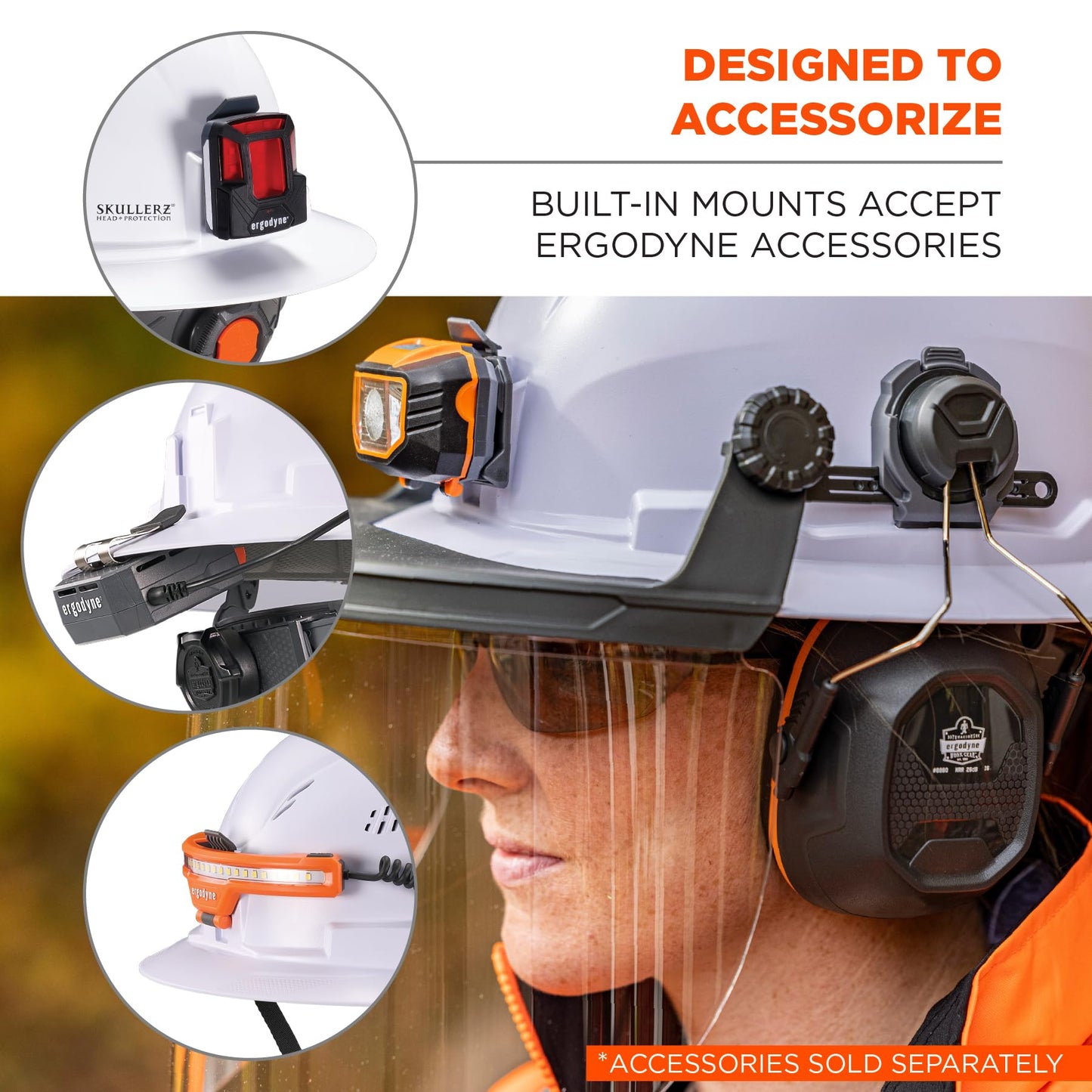 Ergodyne Skullerz 8963 Full Brim Safety Helmet, Type 2 Class E Hard Hat with Chin Strap, ANSI/ISEA Z89.1-2014