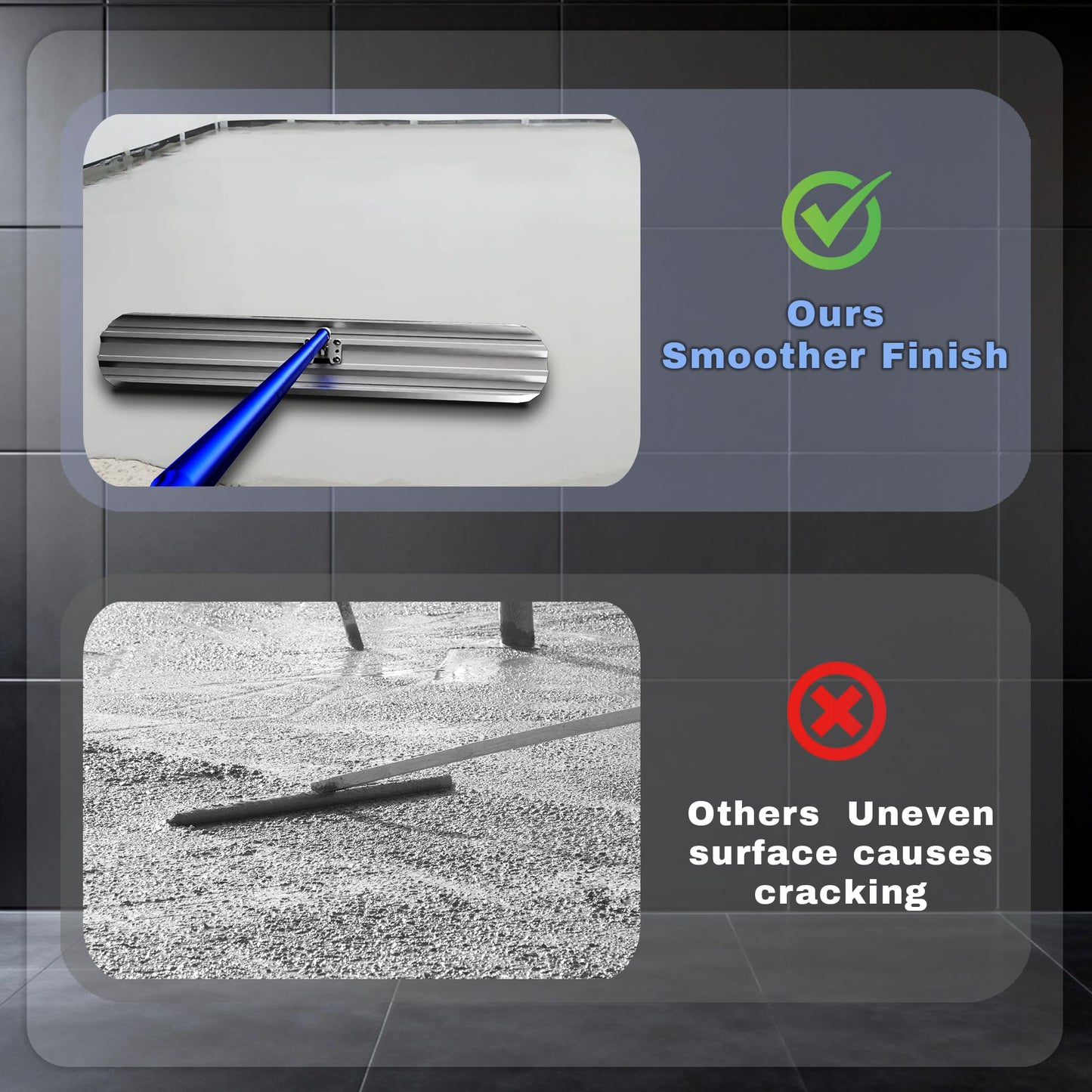 Bull Float Concrete Tools,48’’x8’’ Aluminum Magnesium Alloy Concrete Float with 4x48’’ Combinable Handles,Screeding Tool Kit,Concrete Bull Float Kit for Concrete Finishing(Blue)