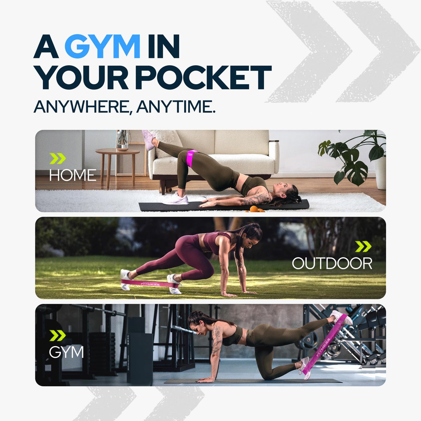 Latex Mini Loop Resistance Bands for Working Out – Medium to X-Heavy Resistant Levels Workout Bands – Elastic Band for Women – Perfect for Glute, Thigh, Legs, and Physical Therapy Exercises 3 Pack