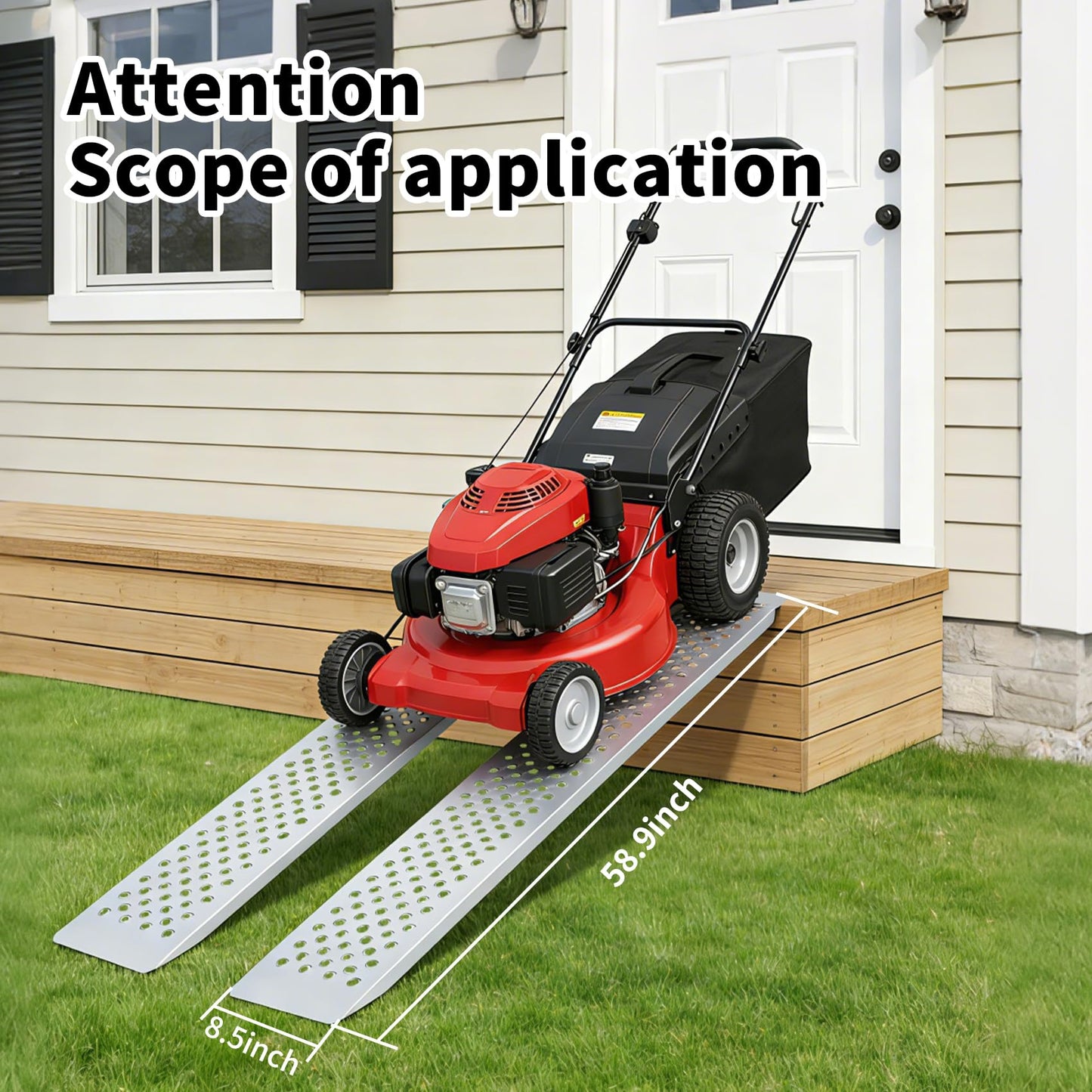 GETTKAOR Heavy Duty Steel Loading Ramps - 880 LbS Capacity Anti-Slip Shed Ramps with Locking Bolts for Lawn Mower, ATV, Motorcycle and Dirt Bikes,2-Pack (880lbs-1.5m)