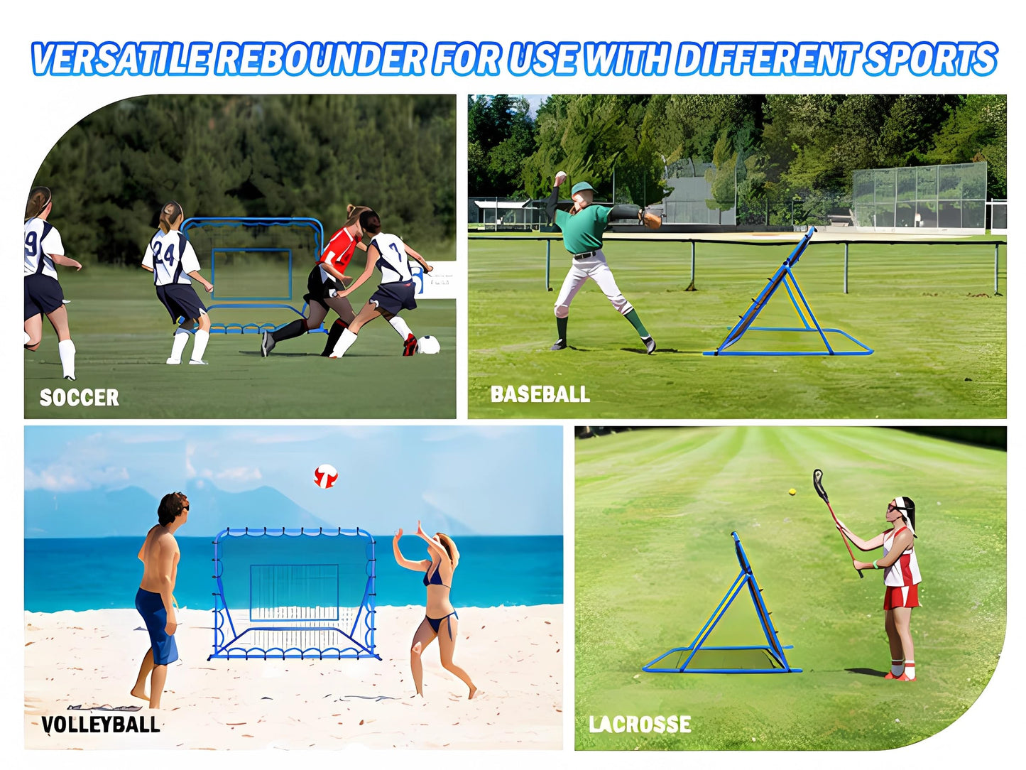 5x4FT Soccer Baseball Rebounder Net, Volleyball Softball Rebound PitchBack Net Quick-Switch Angle Soccer Training for Control, Passing Practice, Lacrosse Bounce Back Rebounder Gifts Trainer Equipment