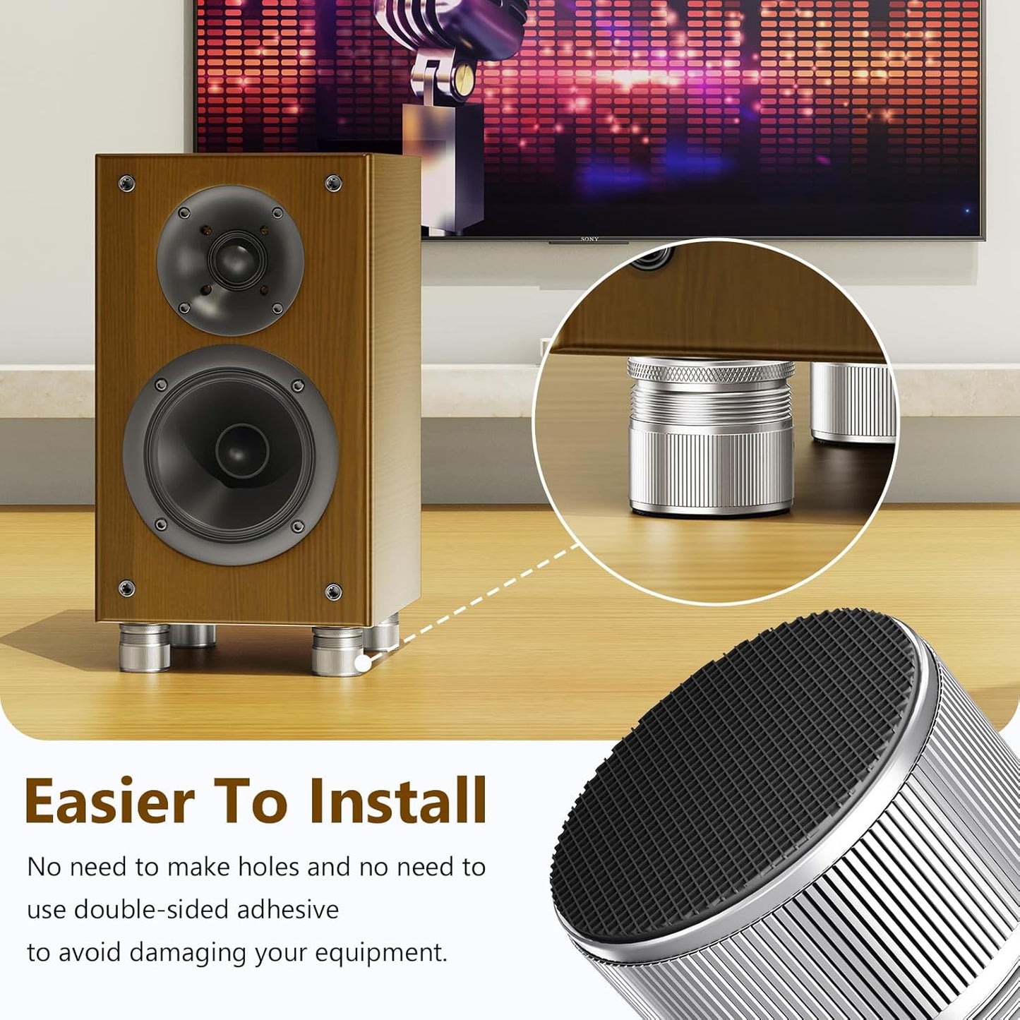 Blissfuhue Feet,4 Pack 0.9-1.5 Inch (500 lbs Adjustable Speaker Isolation - Height Adjustable Vibration Damping Stands