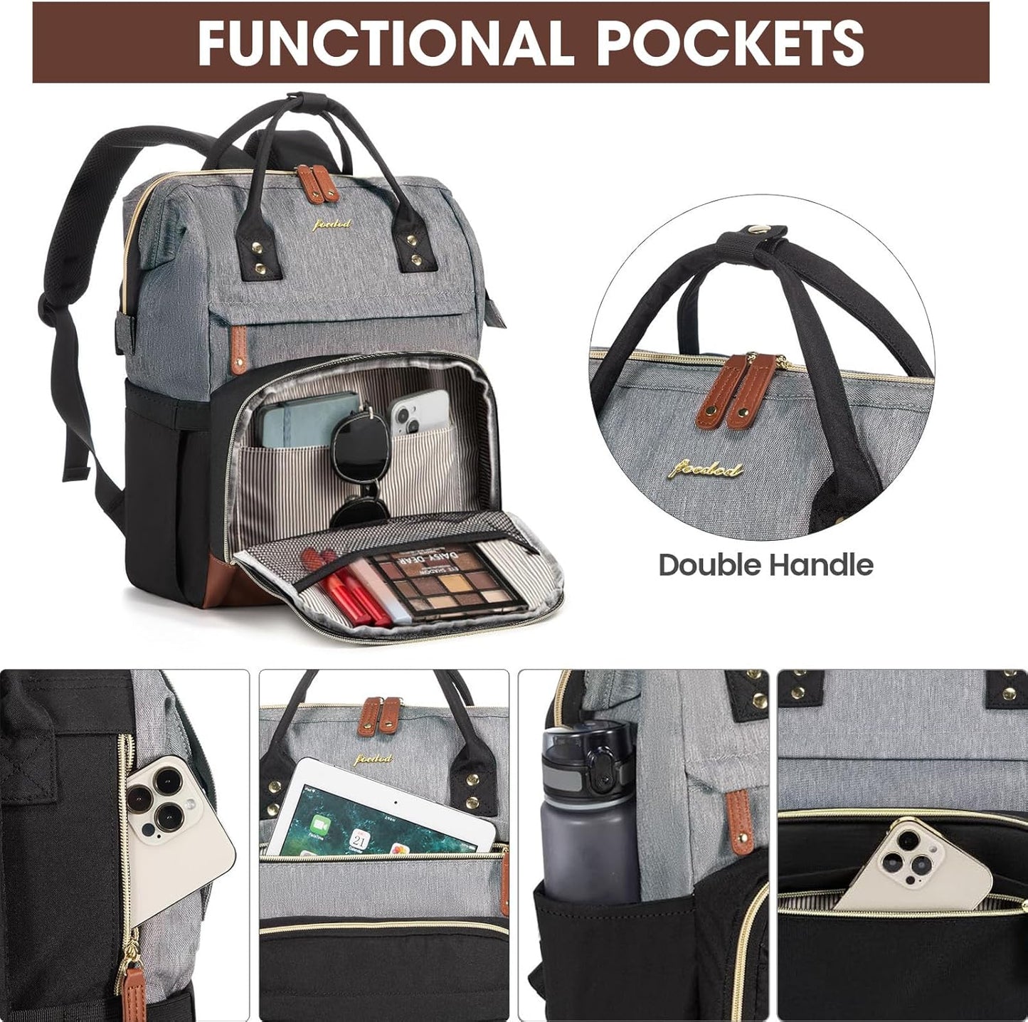 Backpack 18 Inch BackPacks Pack Daypack Laptop for Womem Work Bags: Travel With USB Charging Port Anti Theft Durable