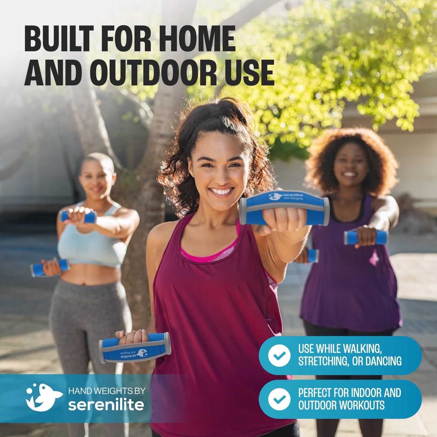 Serenilite Hand Weights for Women & Men Soft Dumbbell Walking Hand Weight Sets - Comfortable Secure Neoprene Dumbbells with Straps for Walking Running Cardio Workout Physical Therapy