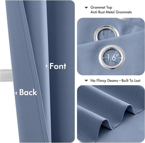MIULEE Denim Blue Blackout Curtains - Thermal Insulated Room Darkening Drapes | 84-Inch Length, 2 Panels