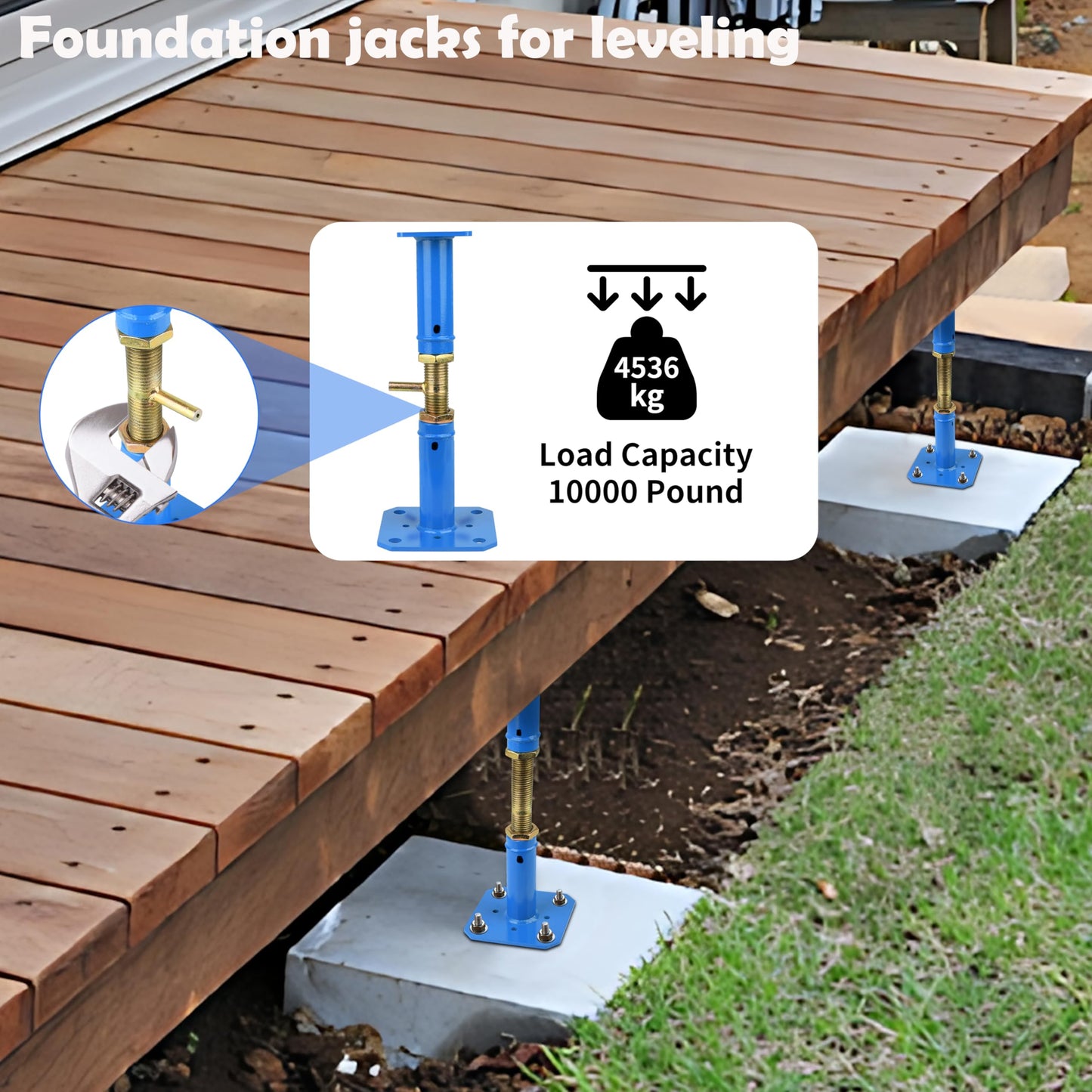Adjustable House Jacks for Leveling - Q355B Carbon Steel Floor Jack, 11.5-20inch Bidirectional Thread Adjustable Jack with 10000lb Load Capacity for Attic, Roof Beam & Stair Platform, Rust Proof