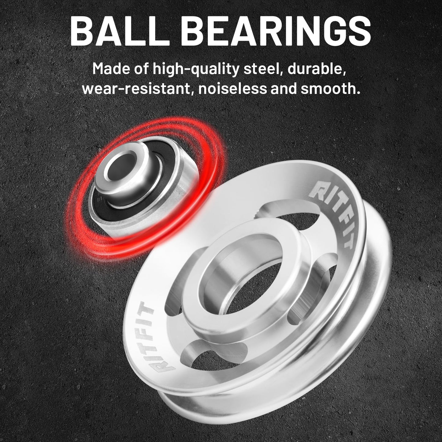 RitFit Aluminum Pulley Wheel for Gym Equipment, 2PCS/ 6PCS Set Power Rack Pulley Attachment, 90mm Aluminum Alloy Bearing Gym Pulley Wheel for Home Gym (Silver 10 pcs)