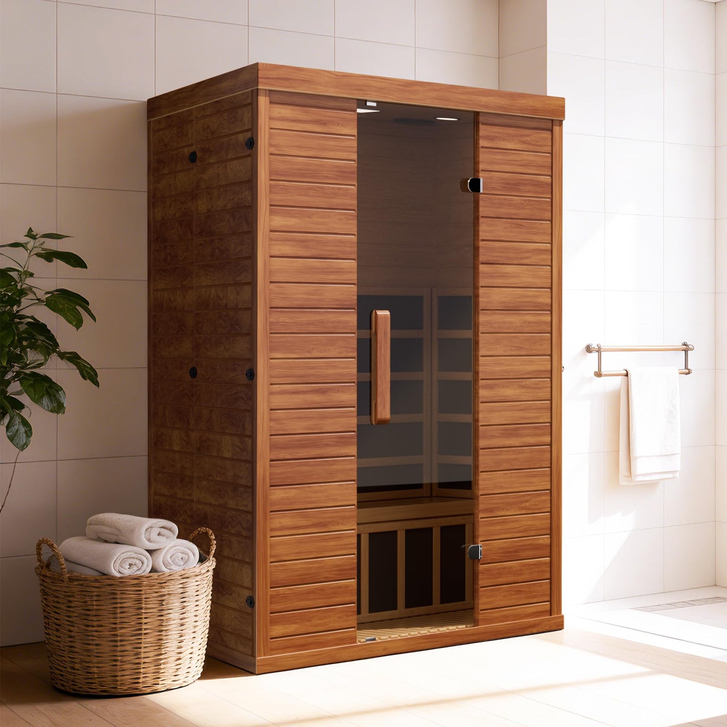 EASYHAWK 2 Person Infrared Sauna for Home, Smart App Control Home Sauna with WiFi & Bluetooth, Low EMF 1500W/120V LCD Heater, Indoor Sauna with Flame-Retardant Design