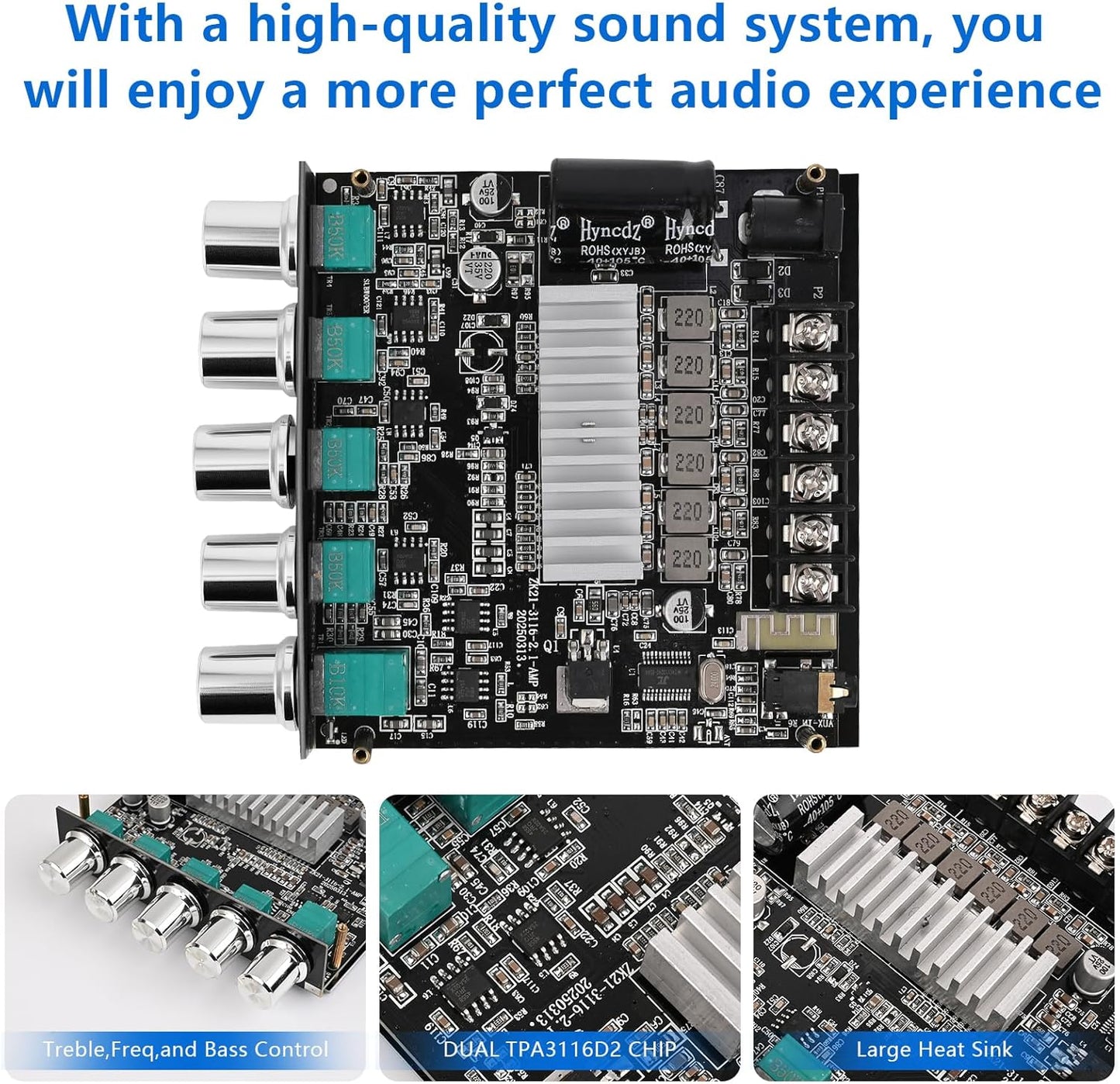 Romicta 2.1 5.0 200W 12-24V Channel Bluetooth Amplifier Board HiFi Subwoofer Audio AMP with Treble Freq and Bass