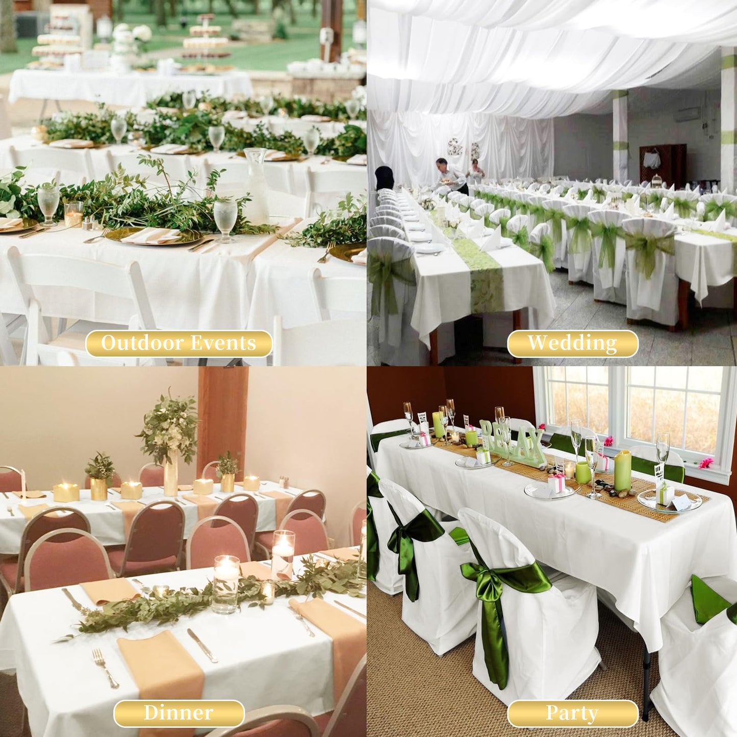 Showgeous 12 Pack Ivory Rectangle Tablecloth, 60 x 126 Inch, Wrinkle & Fade Resistant, Polyester, Perfect for 8 Foot Rectangle Tables, Wedding Parties, Banquet Dinners