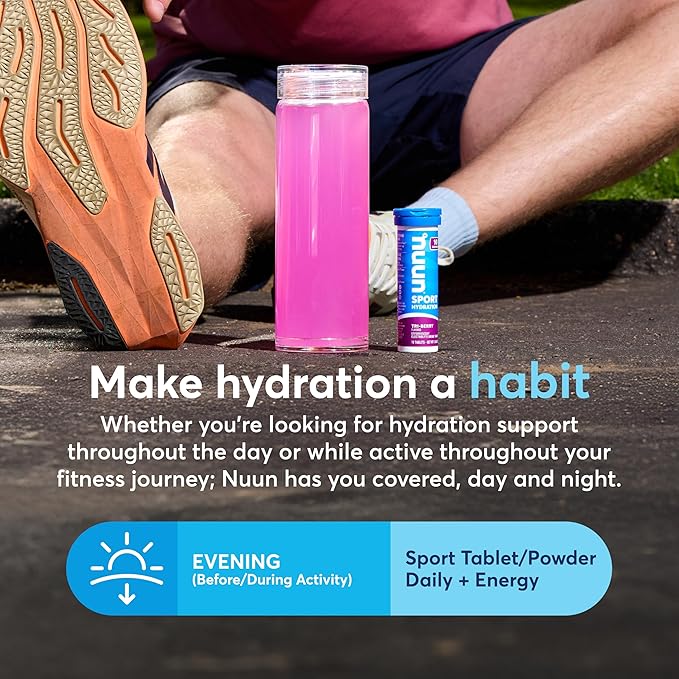 Nuun Sport Electrolyte Tablets with Magnesium, Calcium, Potassium, Chloride & Sodium, Gluten Free & Vegan, Fruit Punch, 4 Pack (40 Servings Total)