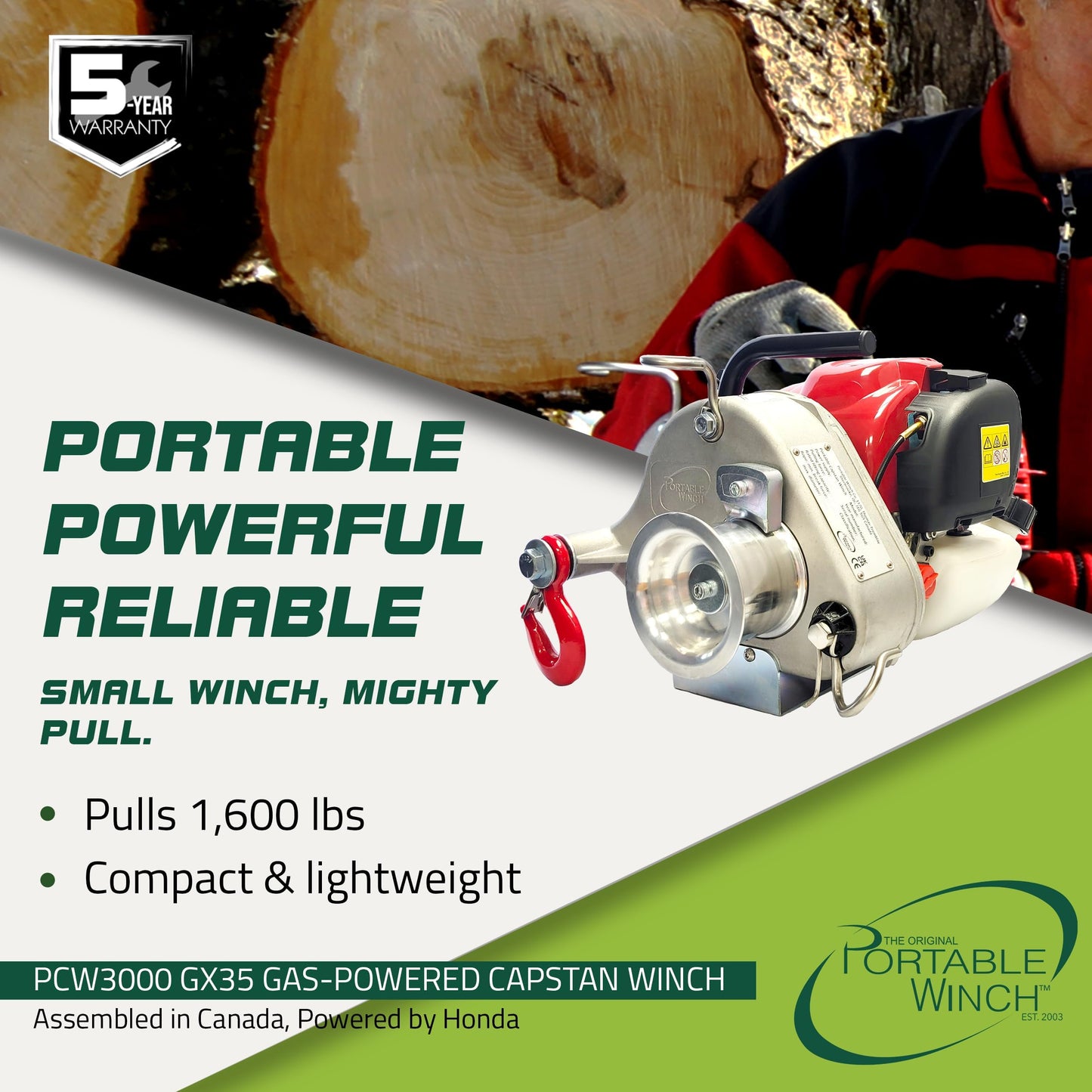 Portable Gas Winch - PCW3000 by Portable Winch Co.