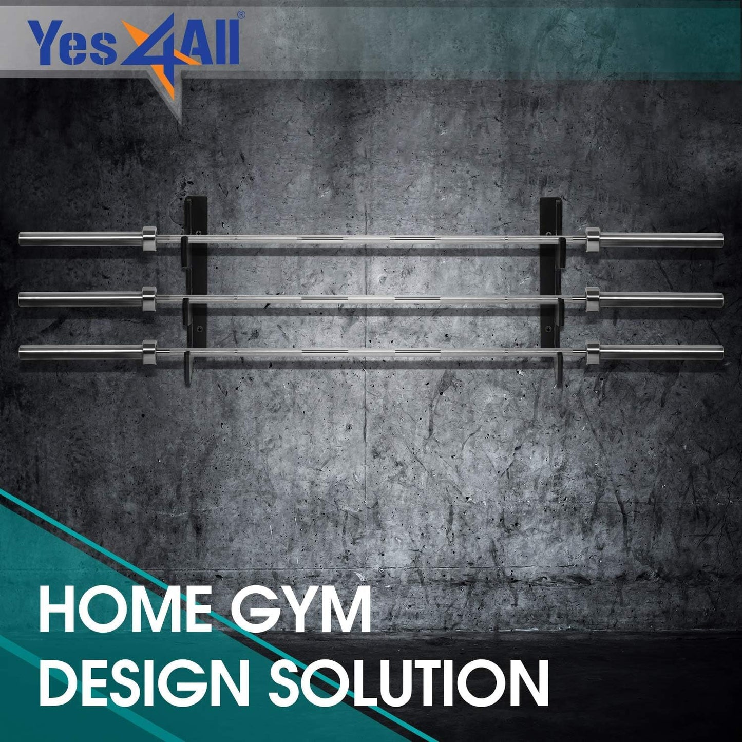 Yes4All Barbell Holder Horizontal Storage Rack for Home Gym Organizer, Barbell Storage Rack Fit 2-inch Olympic Bars, Curl Bars, Triceps Bars, Dumbbell Handles (1 pair)