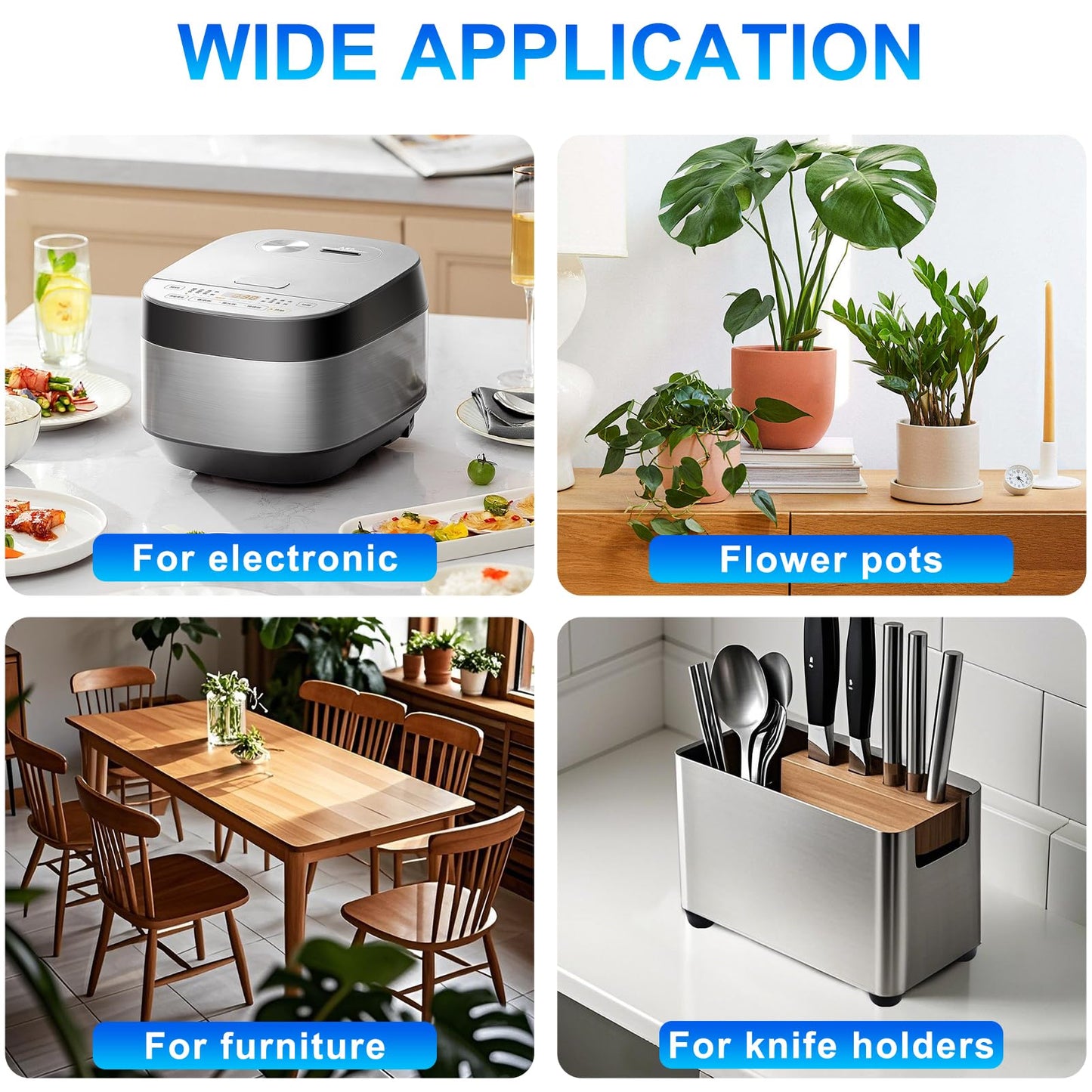 Hpgoxkd 56PCS Cutting Board Feet Non Slip with Stainless Washer Screws,Large Size and Small Rubber Feet for Cutting Board, Electronics,Furniture